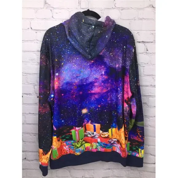 Threadcraft Santa Trex Graphic Hoodie Ugly Christmas Sweater Sweatshirt Men's L - Picture 5 of 12